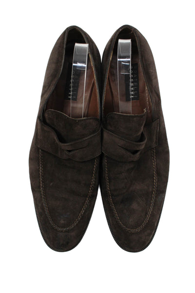 Fratelli Rossetti Mens Suede Slide On Dress Shoe Loafers Dark Brown Size 10