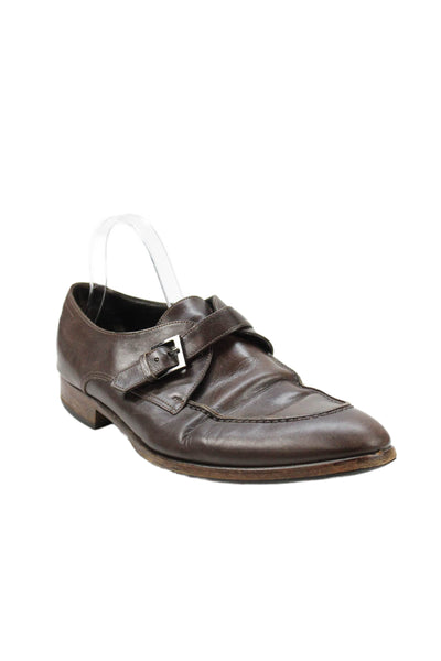 Giorgio Armani Mens Leather Buckle Closure Dress Shoe Loafers Brown Size 44.5