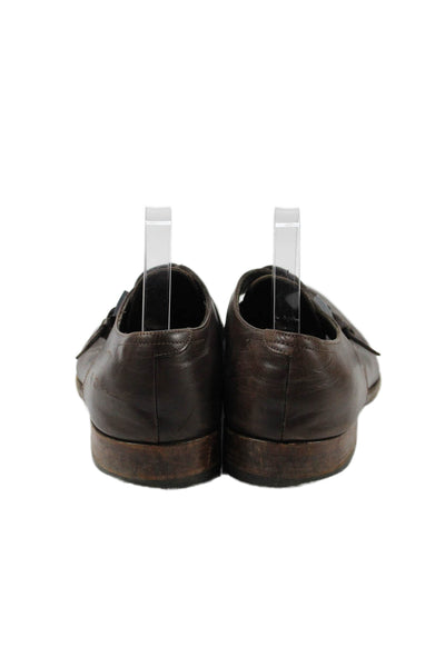 Giorgio Armani Mens Leather Buckle Closure Dress Shoe Loafers Brown Size 44.5