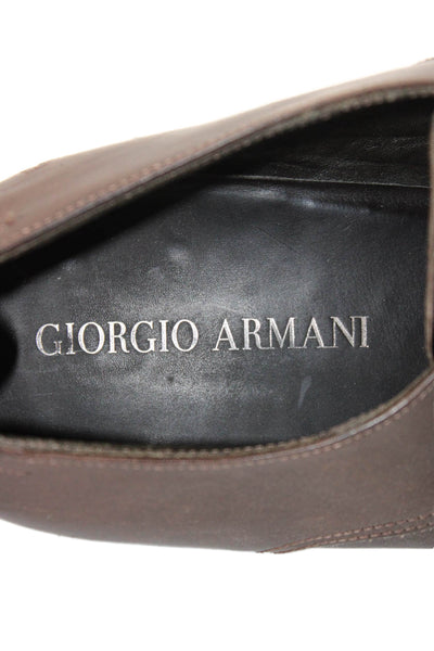 Giorgio Armani Mens Leather Buckle Closure Dress Shoe Loafers Brown Size 44.5