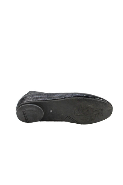 Thierry Rabotin Womens Leather Diamond Slide On Ballet Flats Black Size 36 6