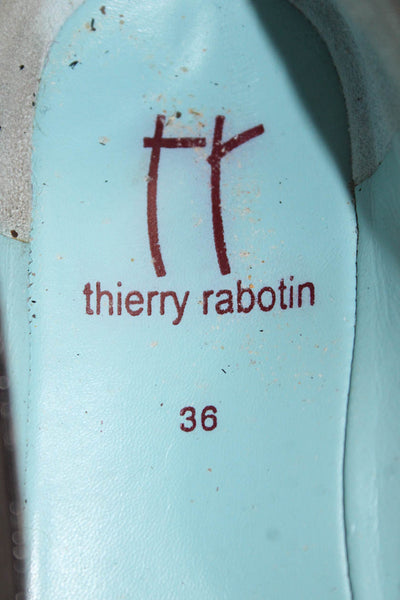 Thierry Rabotin Womens Leather Diamond Slide On Ballet Flats Black Size 36 6