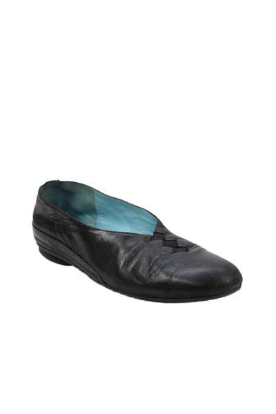 Thierry Rabotin Womens Leather Diamond Detail Ballet Flats Black Size 36 6