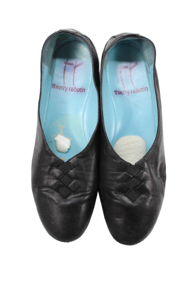 Thierry Rabotin Womens Leather Diamond Detail Ballet Flats Black Size 36 6