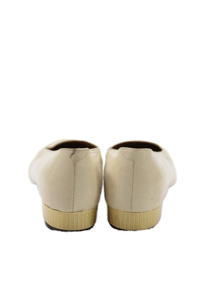 Harel Womens Leather Lizard Cap Toe Slide On Flats Beige Size 36 6