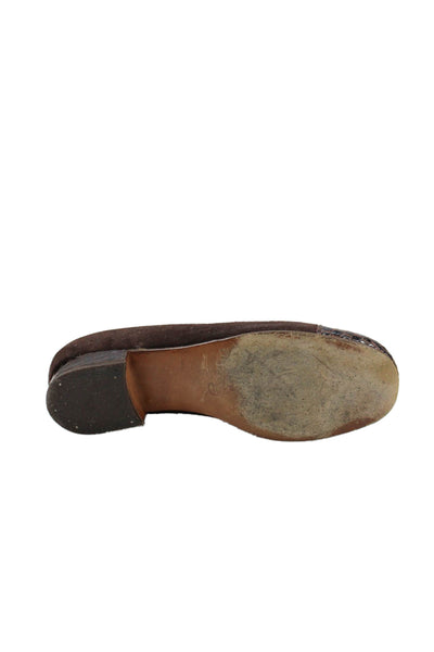 Harel Womens Suede Crocodile Skin Cap Toe Ballet Flats Brown Size 36.5 6.5