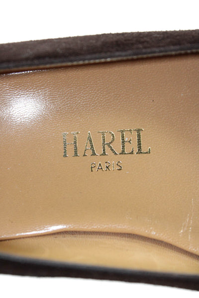 Harel Womens Suede Crocodile Skin Cap Toe Ballet Flats Brown Size 36.5 6.5