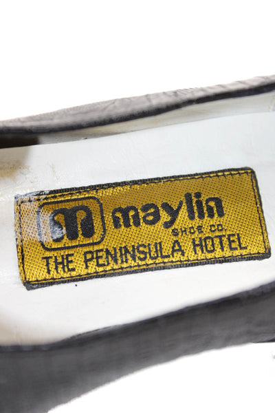 Maylin Womens Lizard Skin Slide On Flats Black Size 36 6