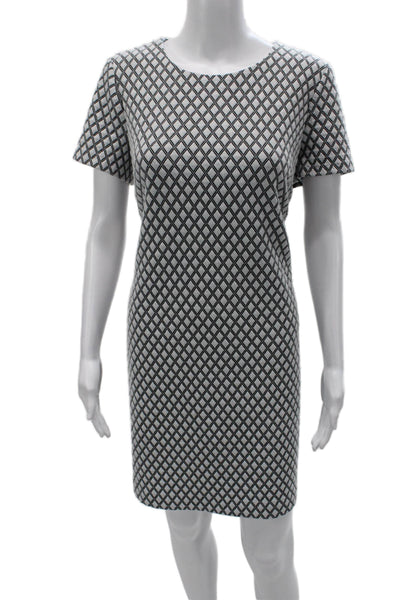 Calvin Klein Womens Dress White Short Sleeve Geometric Size 12