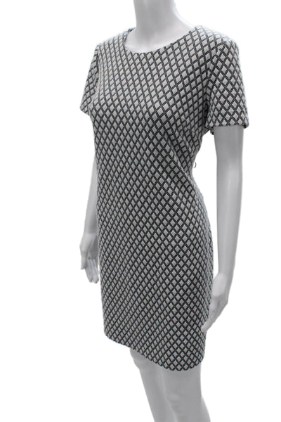 Calvin Klein Womens Dress White Short Sleeve Geometric Size 12