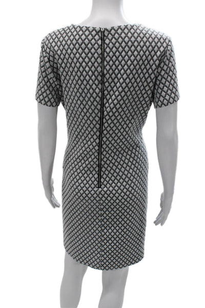 Calvin Klein Womens Dress White Short Sleeve Geometric Size 12