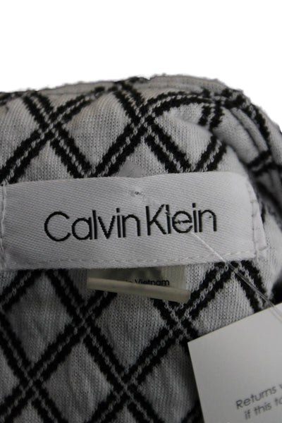 Calvin Klein Womens Dress White Short Sleeve Geometric Size 12