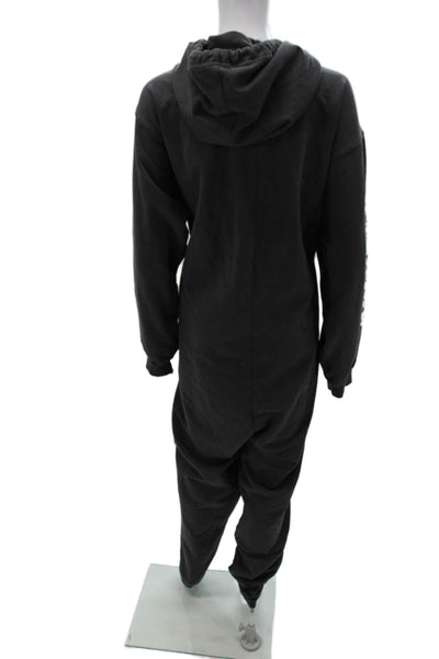 Savage x Fenty Womens Hooded Graphic Cotton Jumpsuit Gray Long Sleeve Size 2X