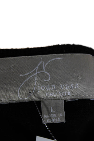 Joan Vass Womens Long Sleeve Scoop Neck Cotton Shirt Black Size L