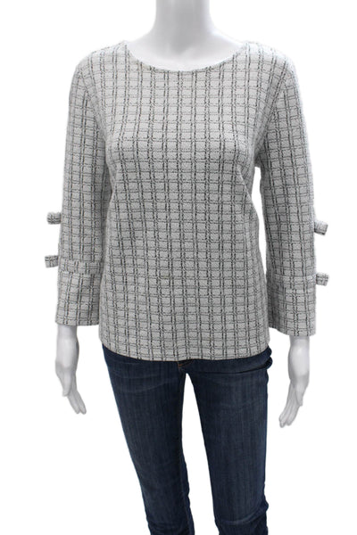 Karl Lagerfeld Women Blouse Multicolor Check 3/4 Sleeve Round Neck Size S