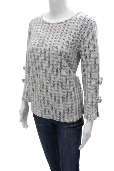 Karl Lagerfeld Women Blouse Multicolor Check 3/4 Sleeve Round Neck Size S