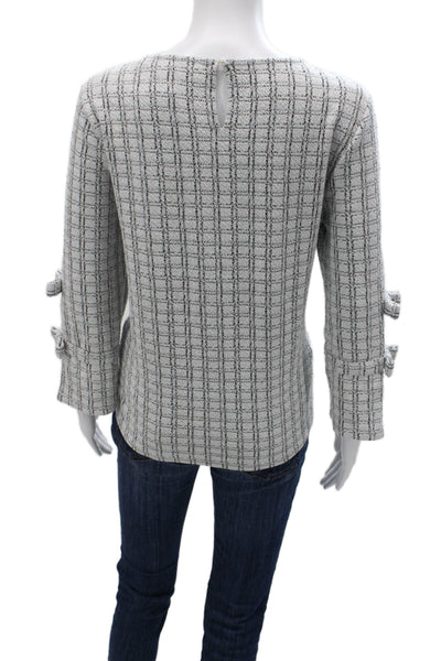 Karl Lagerfeld Women Blouse Multicolor Check 3/4 Sleeve Round Neck Size S