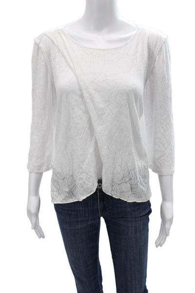 Chalet Womens Scoop Neck 3/4 Sleeve Solid Polyester Shirt Size L