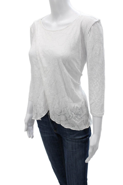 Chalet Womens Scoop Neck 3/4 Sleeve Solid Polyester Shirt Size L