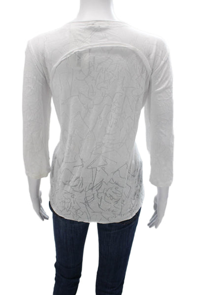 Chalet Womens Scoop Neck 3/4 Sleeve Solid Polyester Shirt Size L