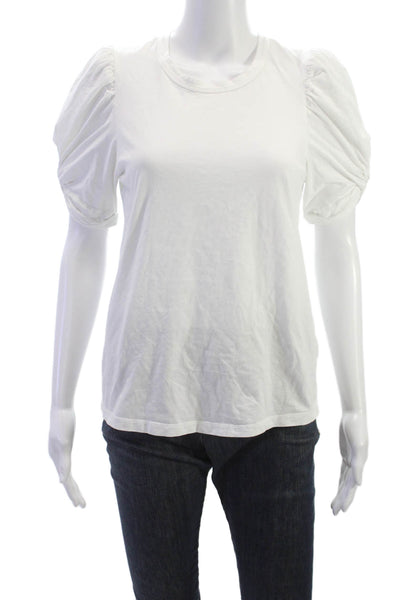 A.L.C. Womens Short Sleeve Top White 100% Cotton Round Neck Size M