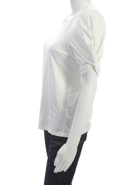A.L.C. Womens Short Sleeve Top White 100% Cotton Round Neck Size M