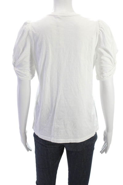 A.L.C. Womens Short Sleeve Top White 100% Cotton Round Neck Size M