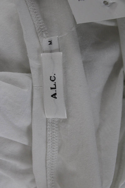 A.L.C. Womens Short Sleeve Top White 100% Cotton Round Neck Size M