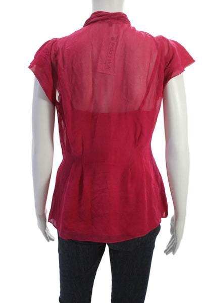 Nanette Lepore Women Silk V Neck Sleeveless Solid Top Pink Size 4