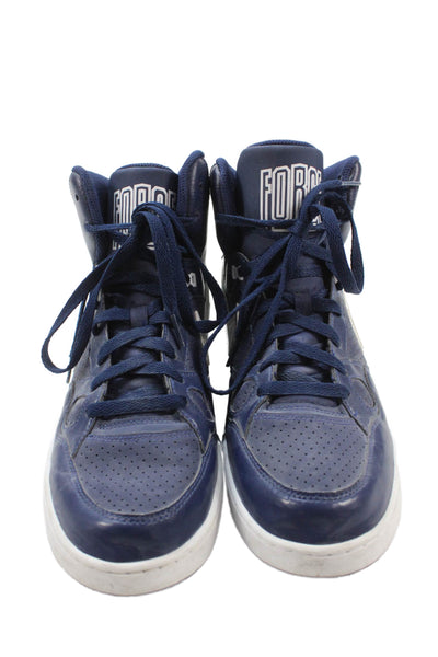 Nike Mens Air Force High Top Lace Up Sneakers Shoes Blue White Size 11