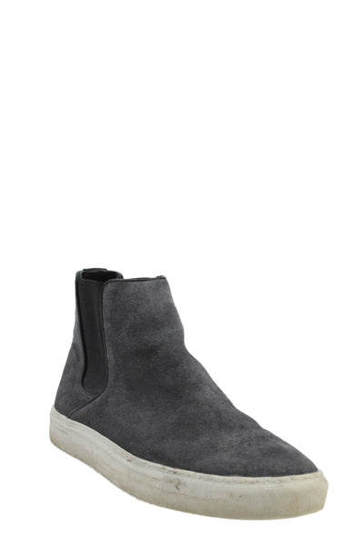 Allsaints Mens Suede Leather Slip On High Top Sneakers Shoes Gray Size 13