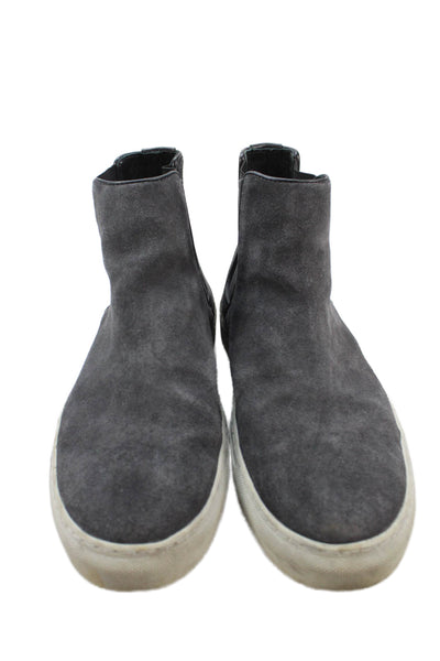Allsaints Mens Suede Leather Slip On High Top Sneakers Shoes Gray Size 13