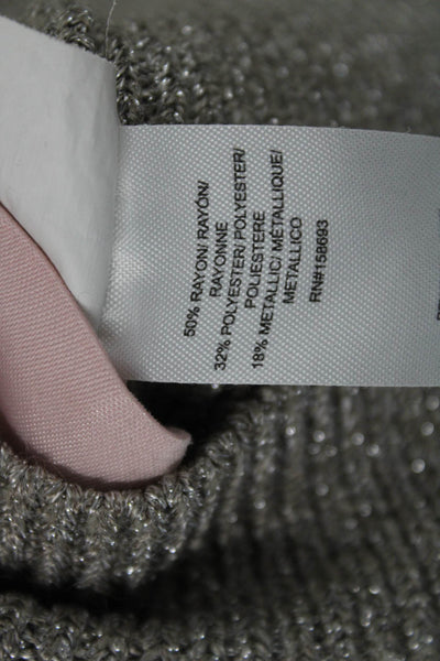 Nicholas Women Beige Glitter Mock Neck Rayon Short Sleeve Sweater Size XS
