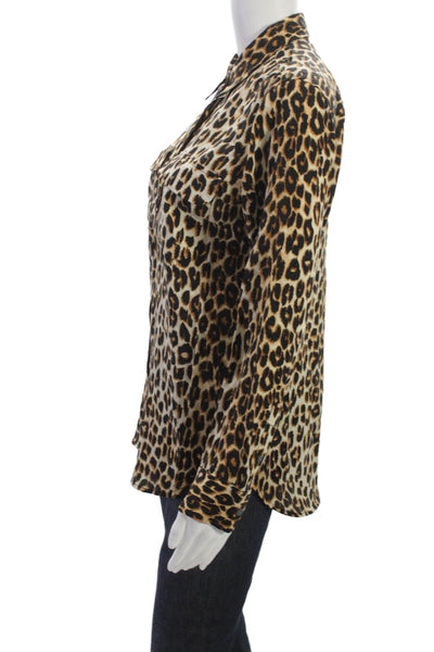 Equipment Femme Womens Buttondown Silk Animal Print Blouse Size S