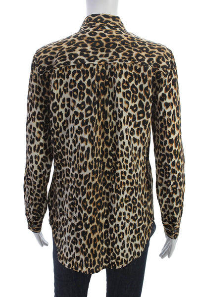 Equipment Femme Womens Buttondown Silk Animal Print Blouse Size S