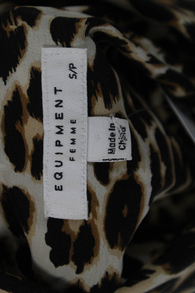 Equipment Femme Womens Buttondown Silk Animal Print Blouse Size S