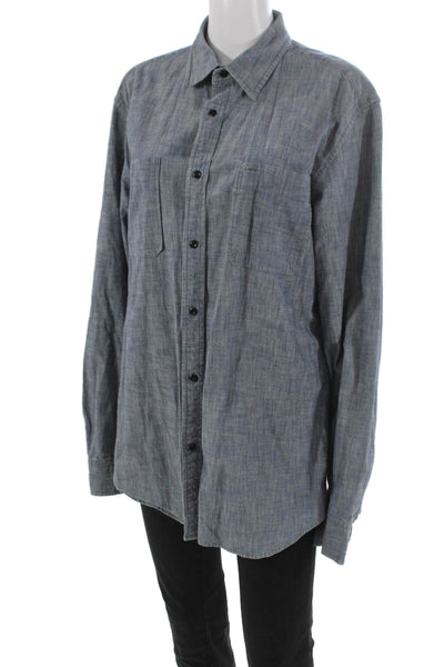 Banana Republic Mens Collared Blue Cotton Button-Up Shirt Long Sleeve Size L