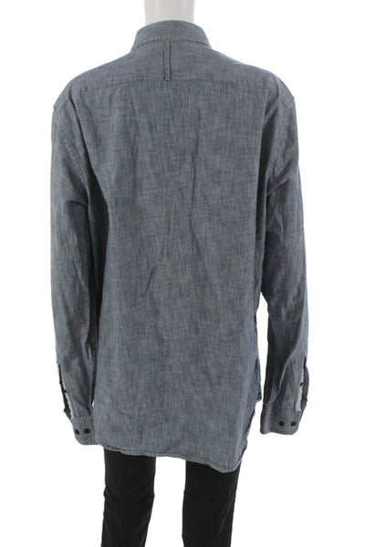 Banana Republic Mens Collared Blue Cotton Button-Up Shirt Long Sleeve Size L