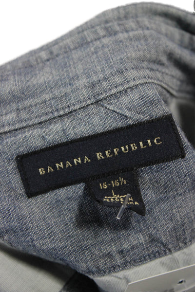 Banana Republic Mens Collared Blue Cotton Button-Up Shirt Long Sleeve Size L