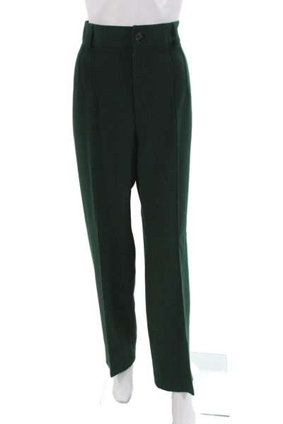 Zara Women Dress Pants Green Polyester Button Size M