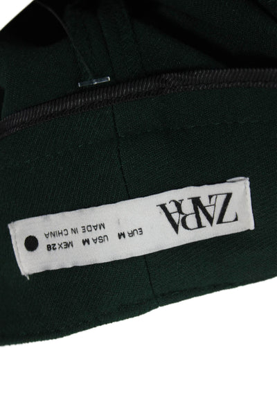 Zara Women Dress Pants Green Polyester Button Size M