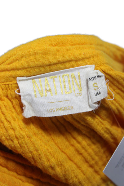 Nation LTD Womens Shift Dress Yellow V-Neck Long Sleeve 100% Cotton Size S
