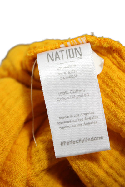 Nation LTD Womens Shift Dress Yellow V-Neck Long Sleeve 100% Cotton Size S