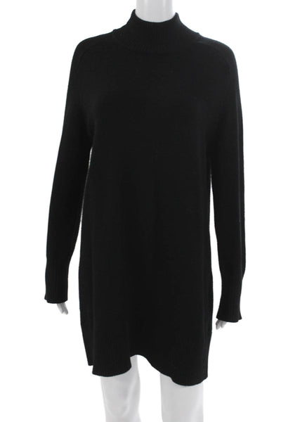 Zara Womens Sweater Dress Black Mock Neck Long Sleeve Viscose Size M