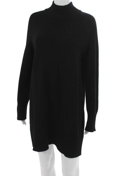 Zara Womens Sweater Dress Black Mock Neck Long Sleeve Viscose Size M