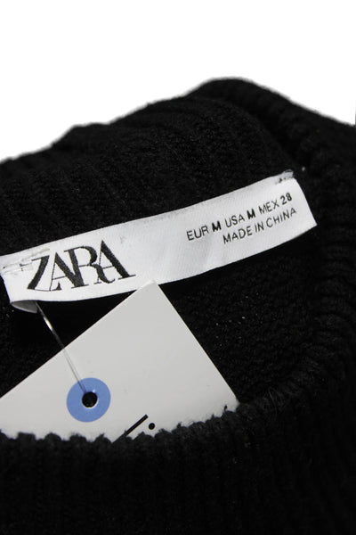 Zara Womens Sweater Dress Black Mock Neck Long Sleeve Viscose Size M
