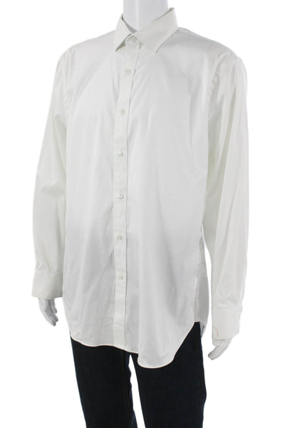 J Crew Mens Cotton Collared Long Sleeve Button Up Shirt White Size 17.5/35