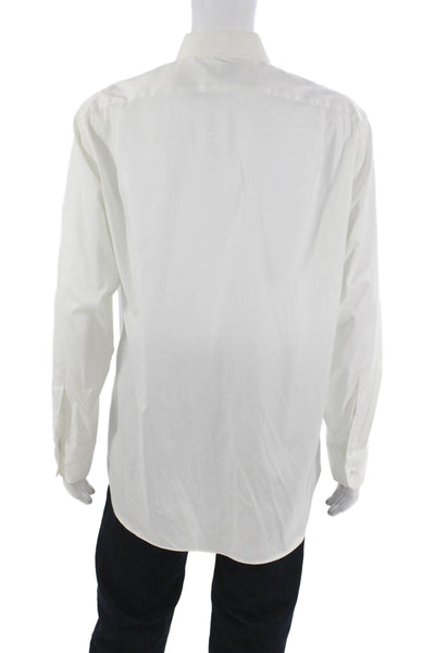 J Crew Mens Cotton Collared Long Sleeve Button Up Shirt White Size 17.5/35