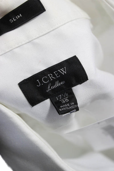 J Crew Mens Cotton Collared Long Sleeve Button Up Shirt White Size 17.5/35