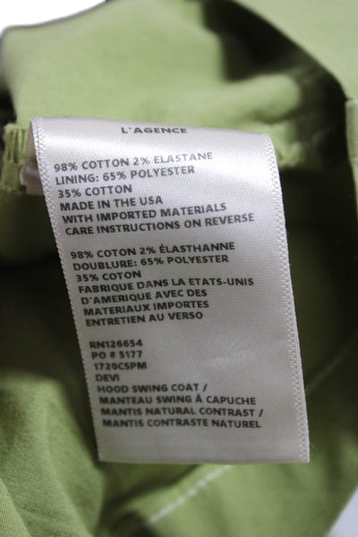 L'Agence Women V Neck Cotton Blouse Green 3/4 Sleeve Size S